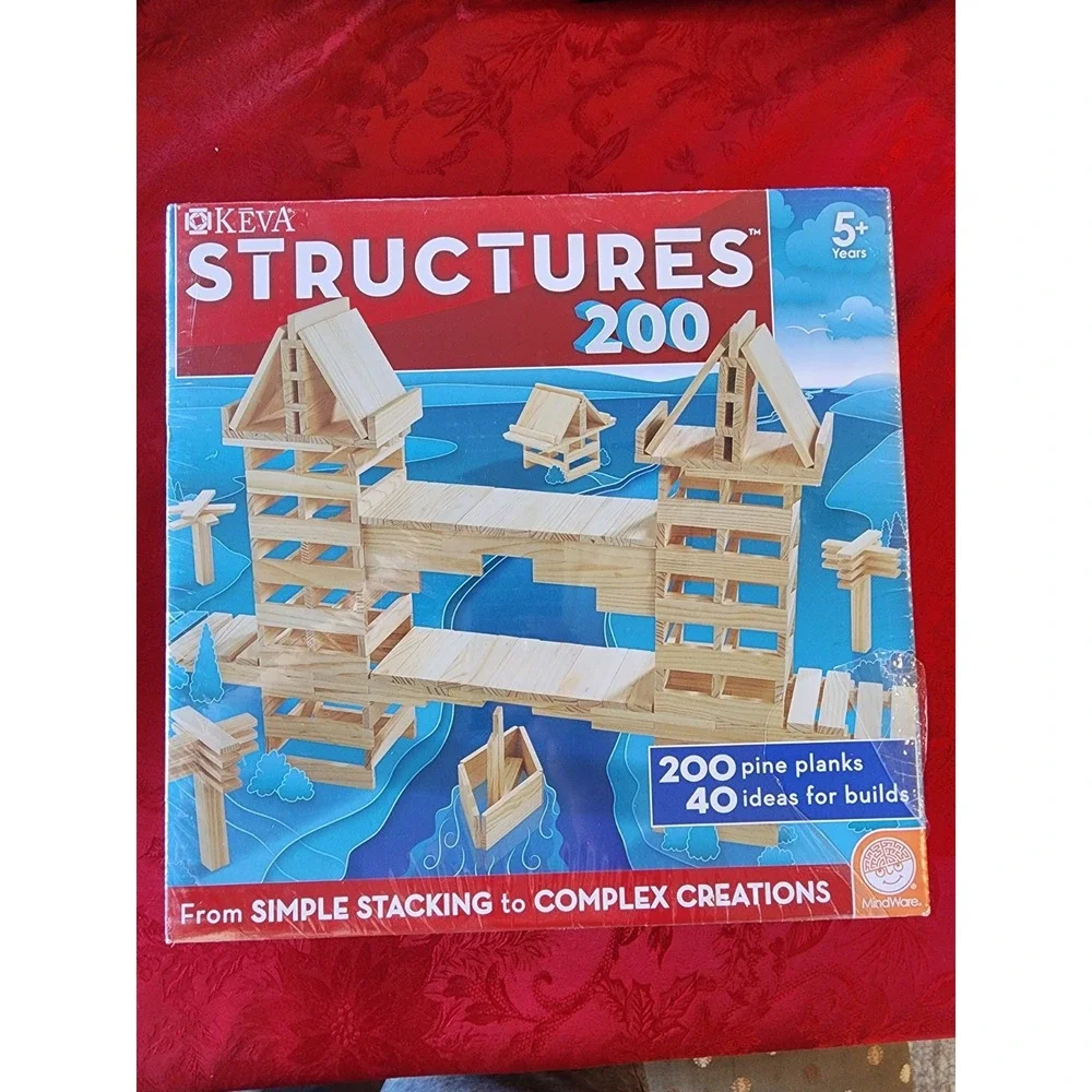 KEVA Structures 200 Plank Wooden Building Set with Idea Book – STEM Toy